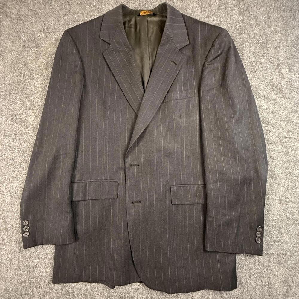 Botany 500 Couture Mens Blazer Charcoal Gray Pinstripe Suit Jacket 42L USA